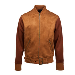 Hughes Cognac Ultra Suede Bomber Jacket