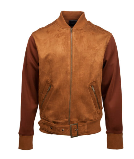 Hughes Cognac Ultra Suede Bomber Jacket