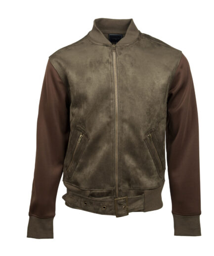 Hughes Olive Ultra Suede Bomber Jacket